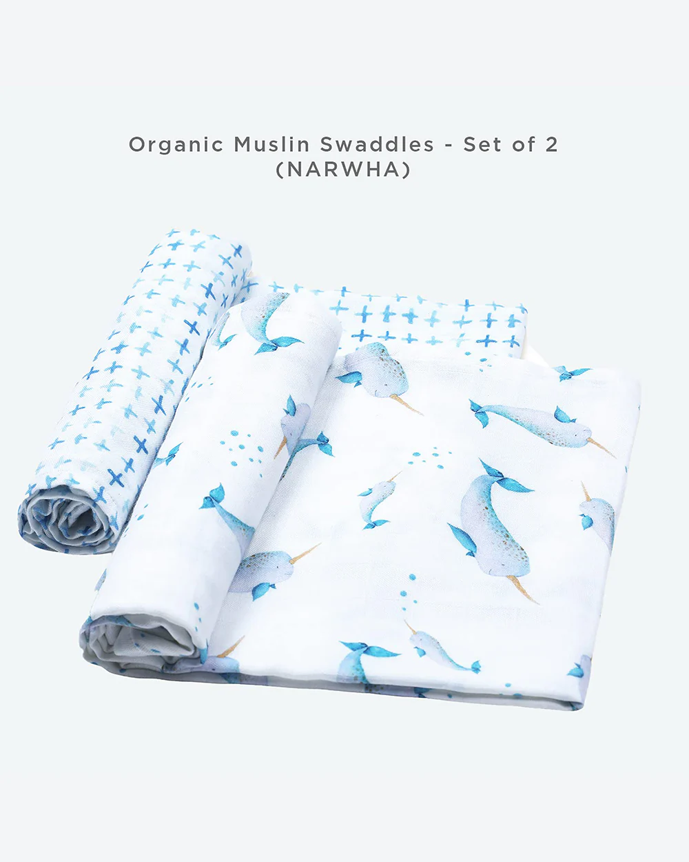 Masilo Bamboo Muslin Swaddles-Soft & Breathable-GOTS Certified Organic Cotton Muslin-Believe In The Narwhal-Pack of 2-Infant Wraps - Image 2