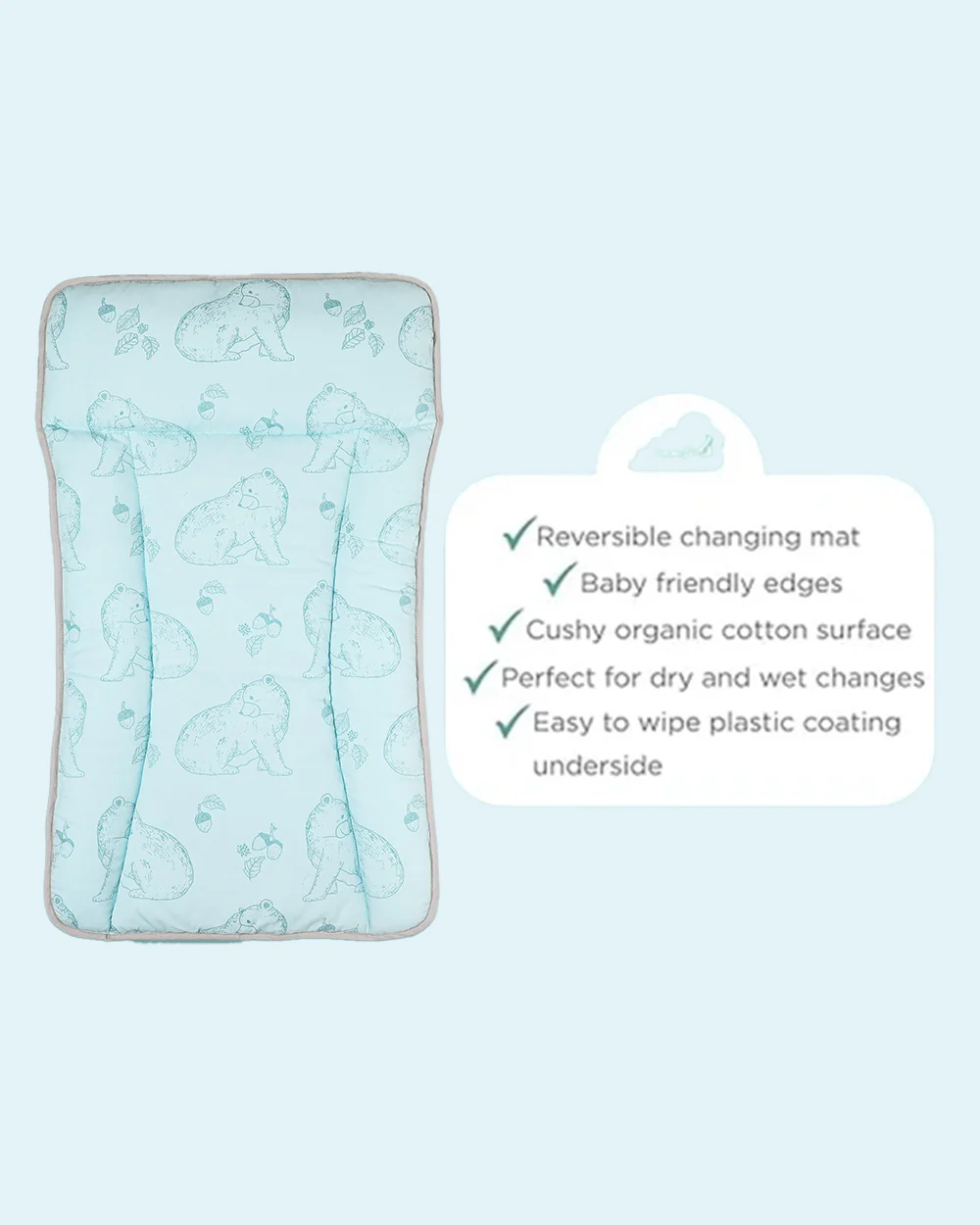 Masilo Diaper Changing Mat-Reversible-GOTS Certified Organic Cotton-Bear Hug - Image 6