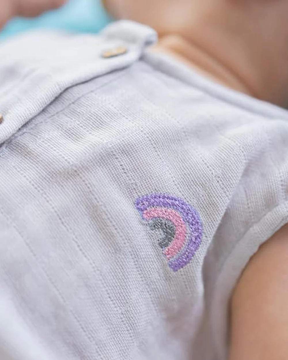 Masilo Grey Romper-Solid-Organic-Cotton-Muslin-For Infants - Image 6