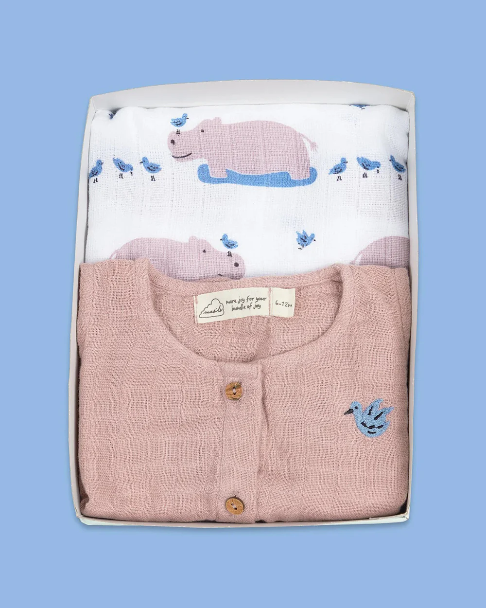 Masilo Happy As A Hippo Classic Snuggle Box New Born Gift Set-Pack Of 2-Gift For Baby Shower & Baby Birthday - Image 2