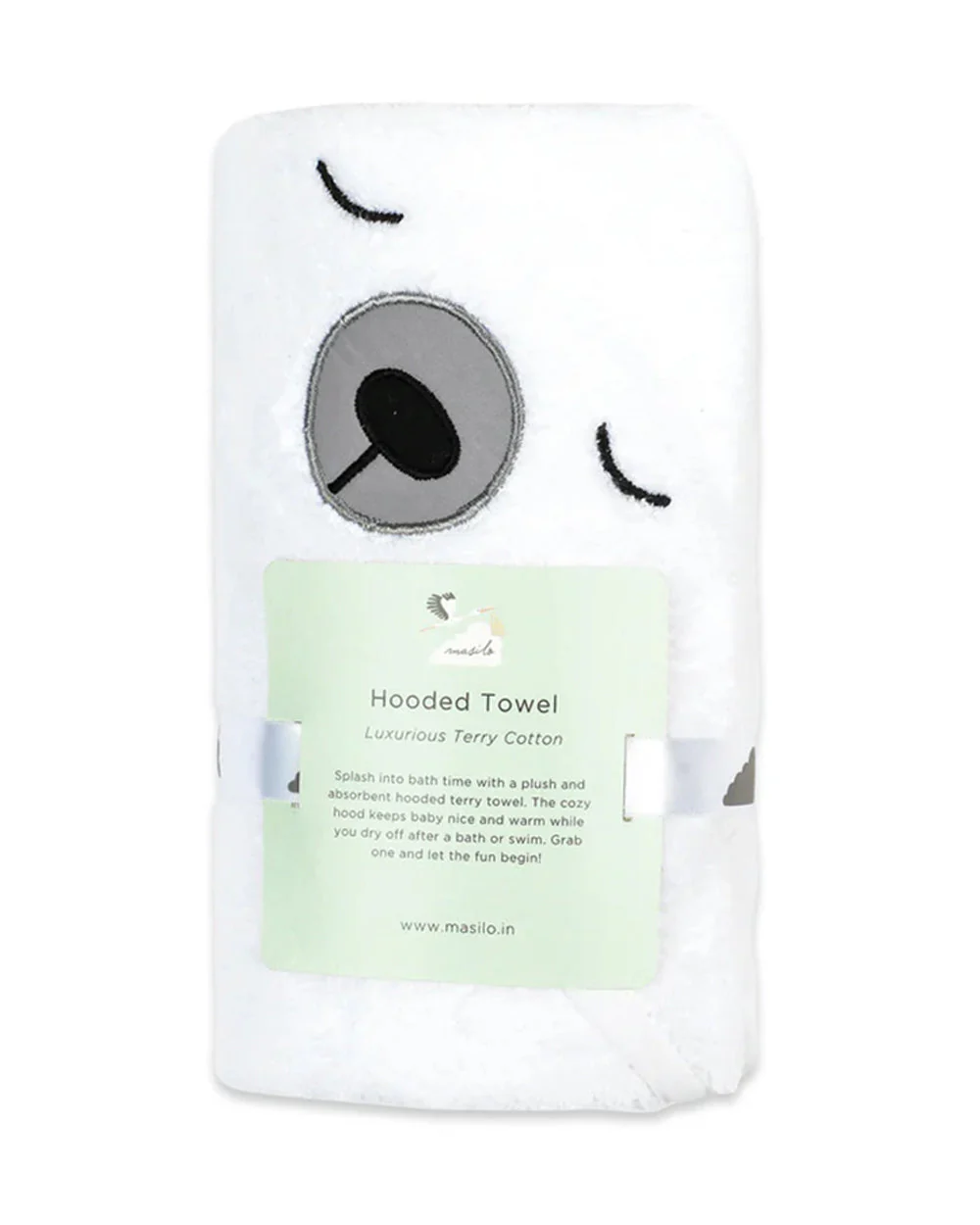 Masilo Hooded Baby Bath Towel-100% Bath Towelling Cotton-Polar Bear - Image 5