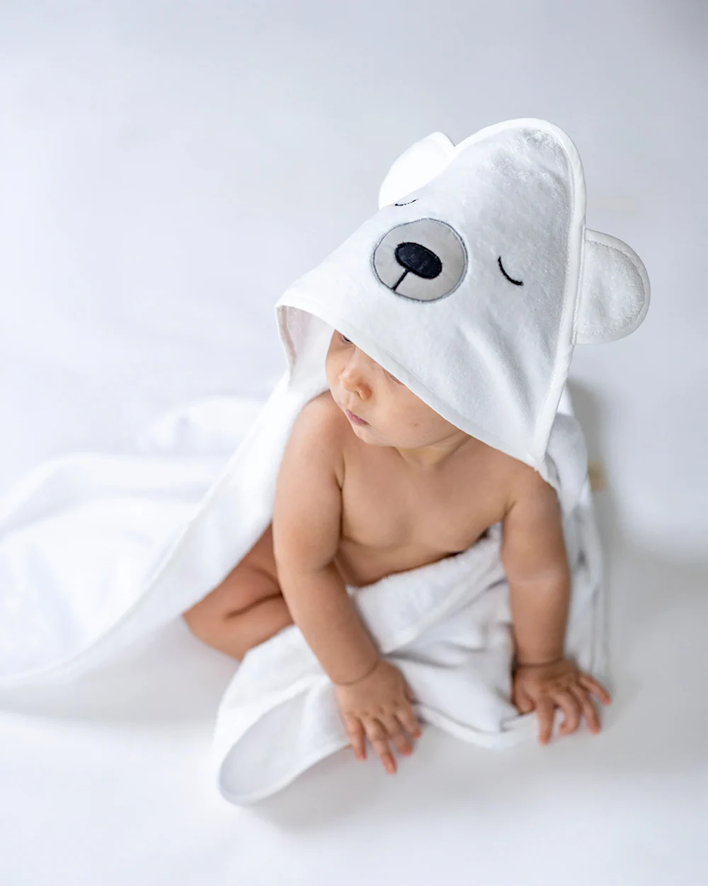 Masilo Hooded Baby Bath Towel-100% Bath Towelling Cotton-Polar Bear - Image 7