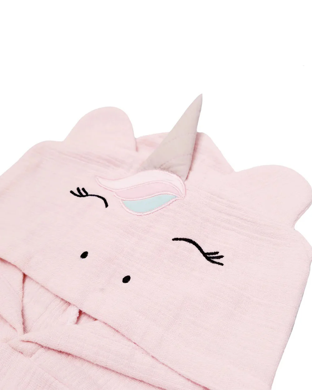 Masilo Hooded Baby Poncho Bath Towel-100% Organic Cotton Muslin-Unicorn - Image 3