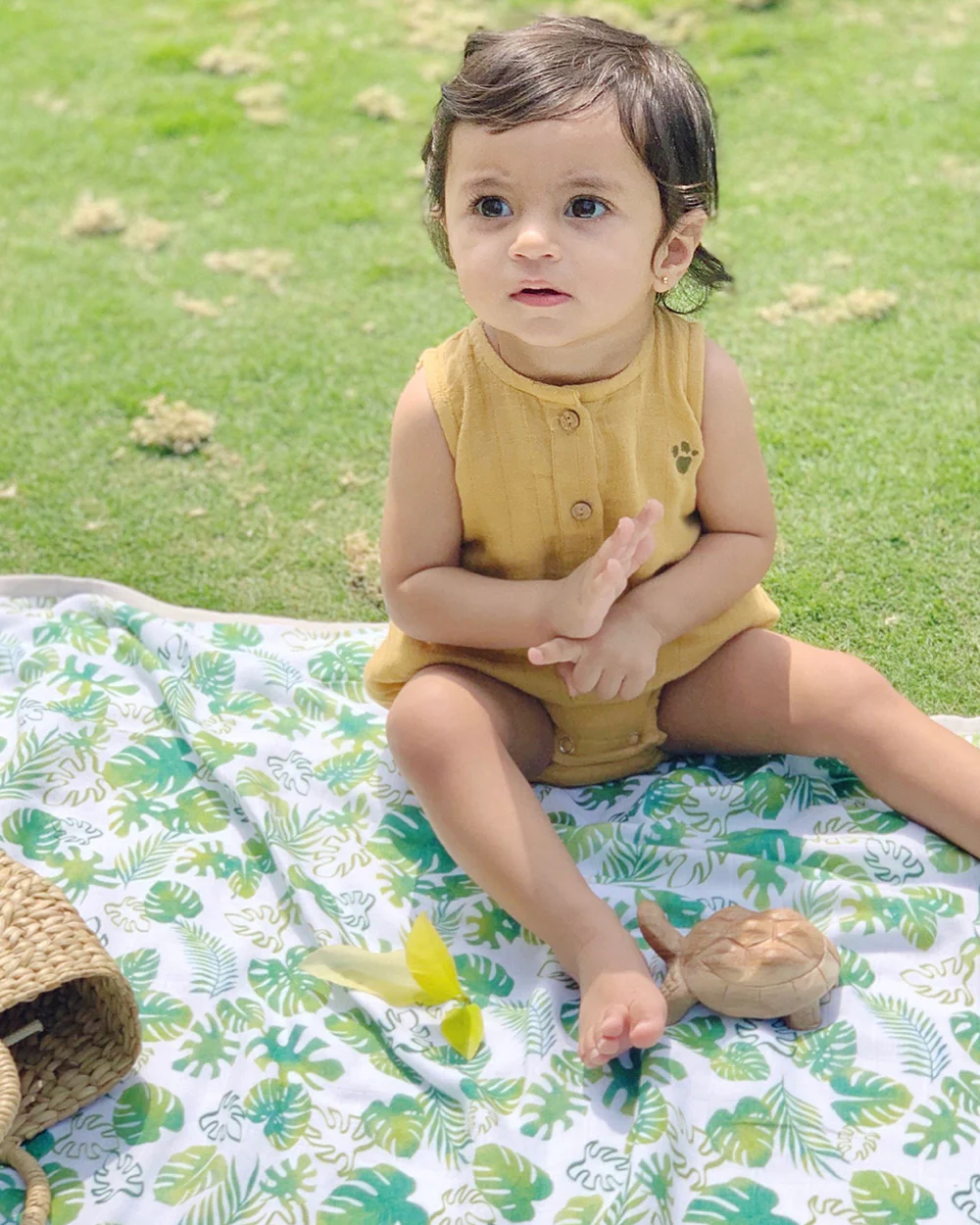 Masilo Mustard Yellow Romper-Solid-Organic-Cotton-For Infants - Image 5