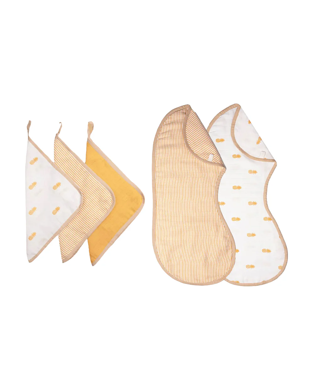 Masilo Organic Muslin Burp Cloths & Wash Cloths Combo Set-Super Absorbent-Pineapple Bliss-For Infants - Image 2