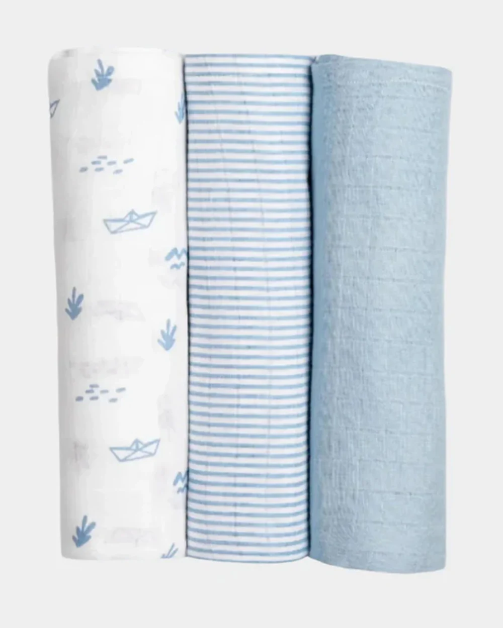 Masilo Sea Breeze Baby Swaddles-GOTS Certified Organic Cotton Muslin-Pack of 3-Infant Wraps