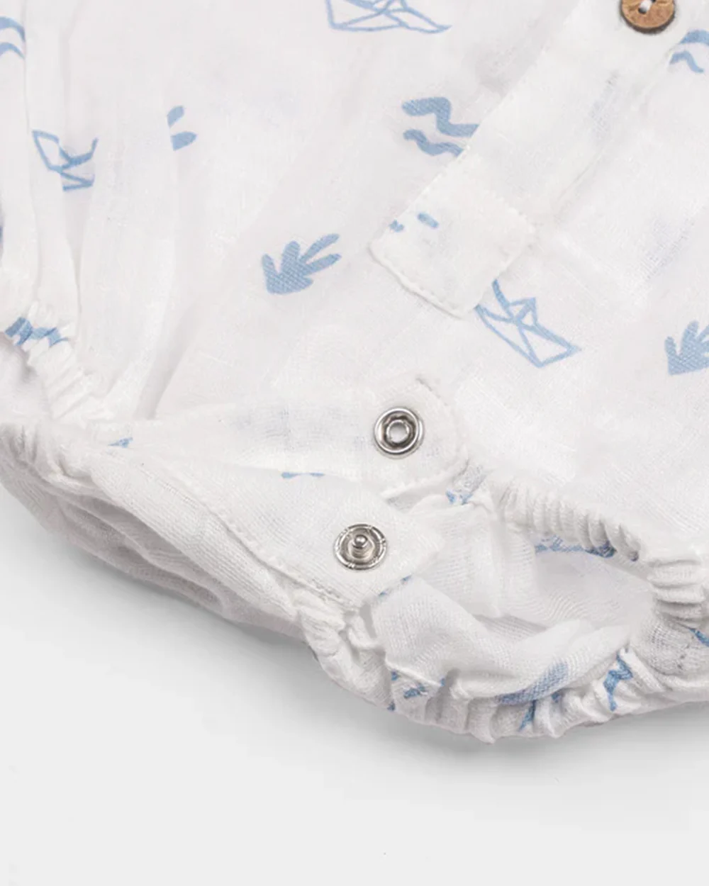 Masilo White & Light Blue Romper-100% Organic Cotton-Printed-Pack Of 3-For Infants - Image 6