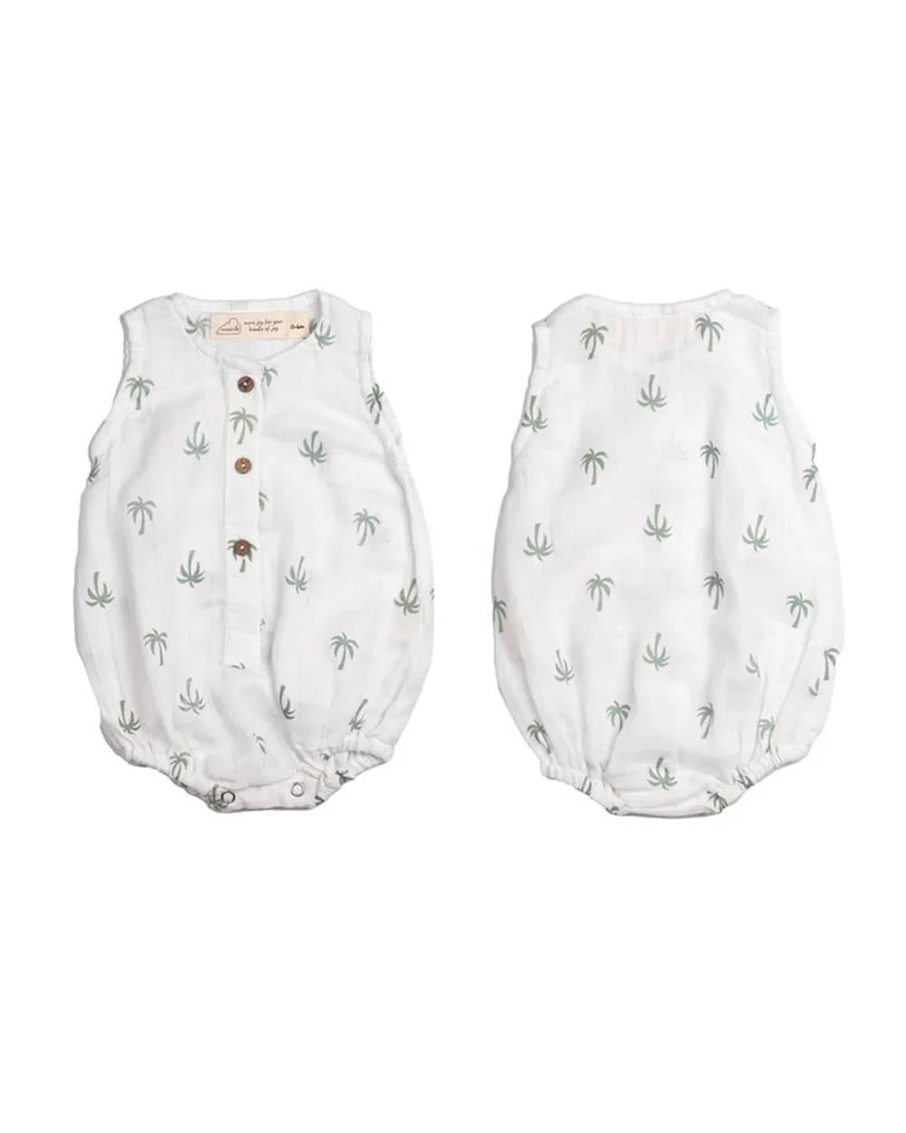 Masilo White & Sage Green Romper-100% Organic Cotton-Printed-Pack Of 3-For Infants - Image 3