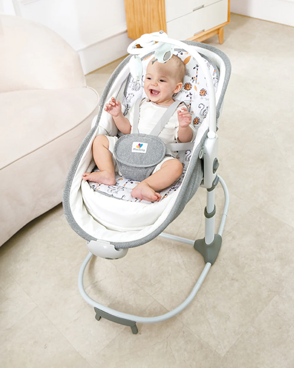 Mastela 6 in 1 Multi Function Bassinet-3 Position Recline-Removable Canopy-For 0 to 36M (Upto 15Kg)-Teal - Image 8