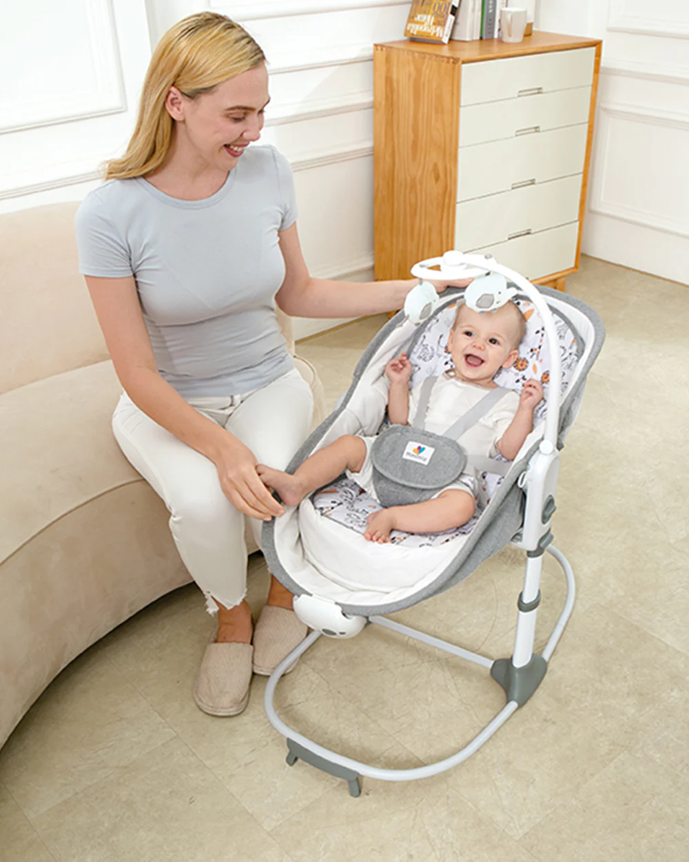 Mastela 6 in 1 Multi Function Bassinet-3 Position Recline-Removable Canopy-For 0 to 36M (Upto 15Kg)-Teal - Image 9