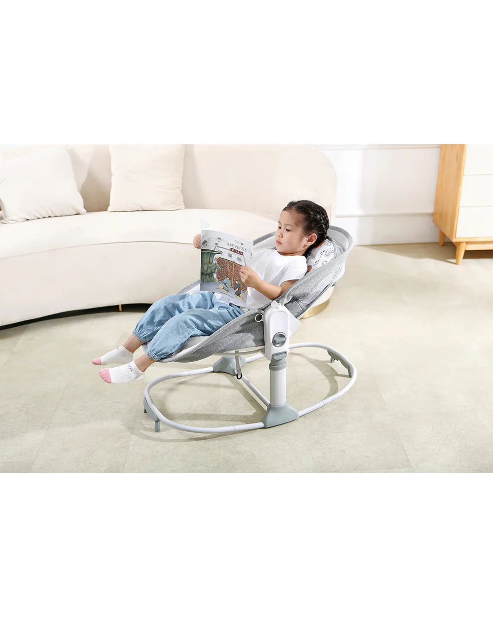 Mastela 6 in 1 Multi-function Bassinet-3 Position Recline-Removable Canopy-Grey-For 0 to 36M - Image 7