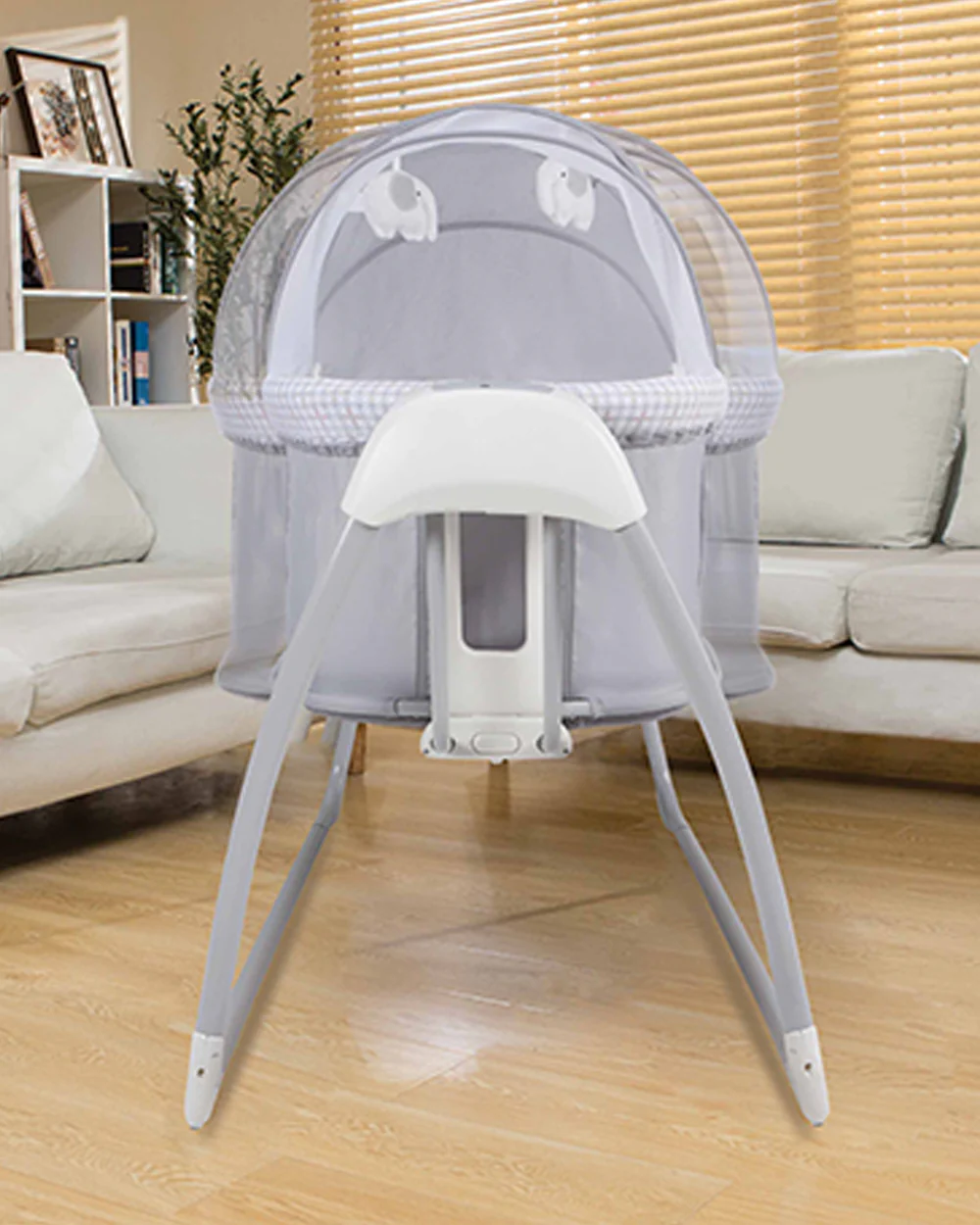 Mastela Deluxe 4 in 1 Bassinet-Cozy Bassinet, Swing & Bedside Sleeper Modes-5 Swing Speeds-15 Melodies-For 0 to 6M (Upto 9 kg)-White - Image 7