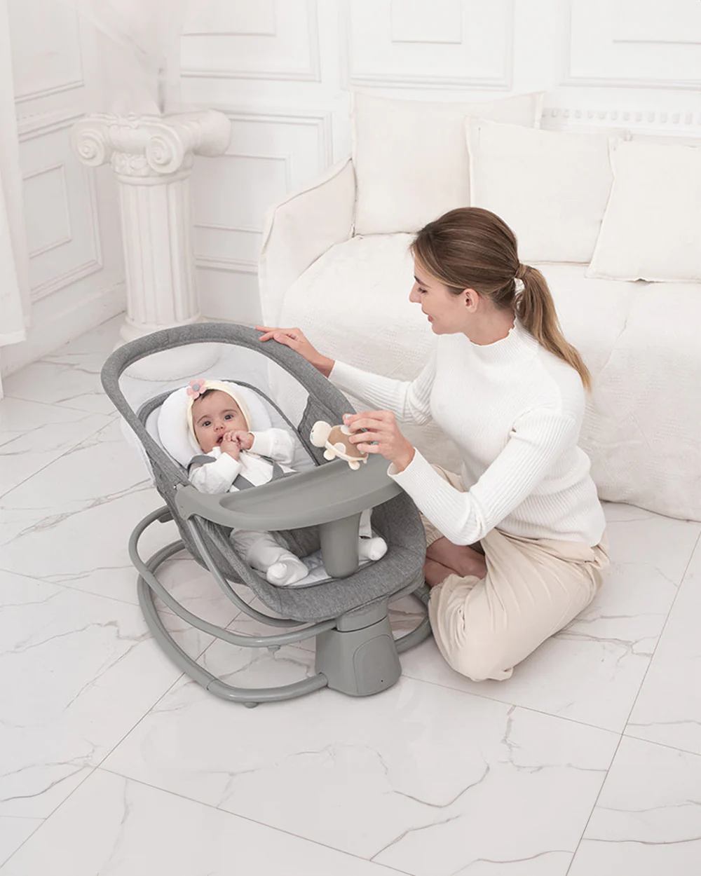Mastela Deluxe 4 in 1 Swing & Rocker-15 Melodies-Backrest with Full Recline-For 0 to 36M (Upto 9 Kg)-Teal - Image 9
