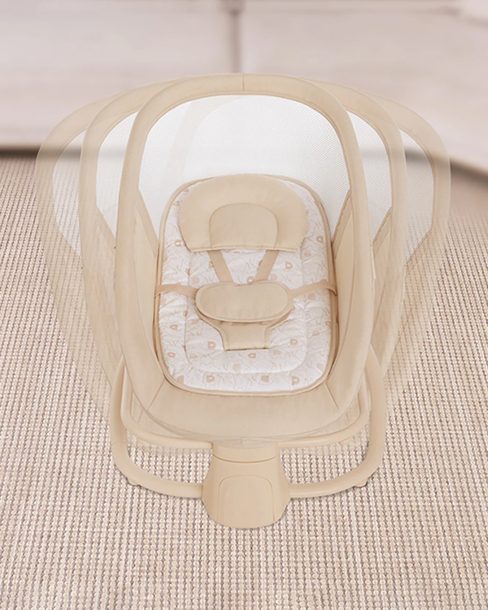 Mastela Deluxe 4 in 1 Swing & Rocker-5 Angle Side To Side Motion-Canopy with Net & Two Toys-15 Melodies With Volume Control-For 0 to 36M (Upto 15 Kg)-Bronze - Image 12