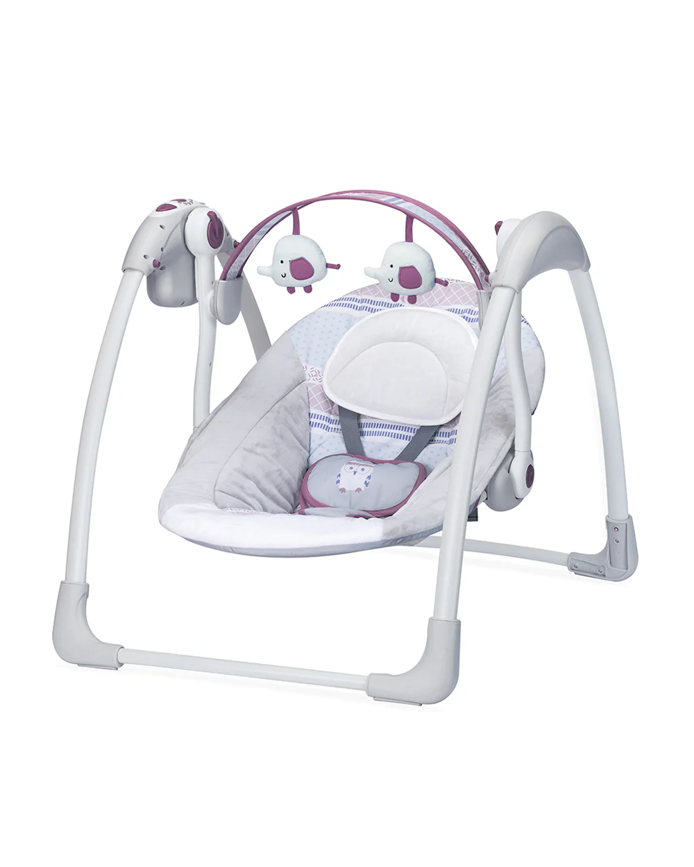 Mastela Deluxe Portable Swing-Compact Fold-2 Position Recline-With 5 Swing Speeds-Upto 9 Kg-For Infants-Grey