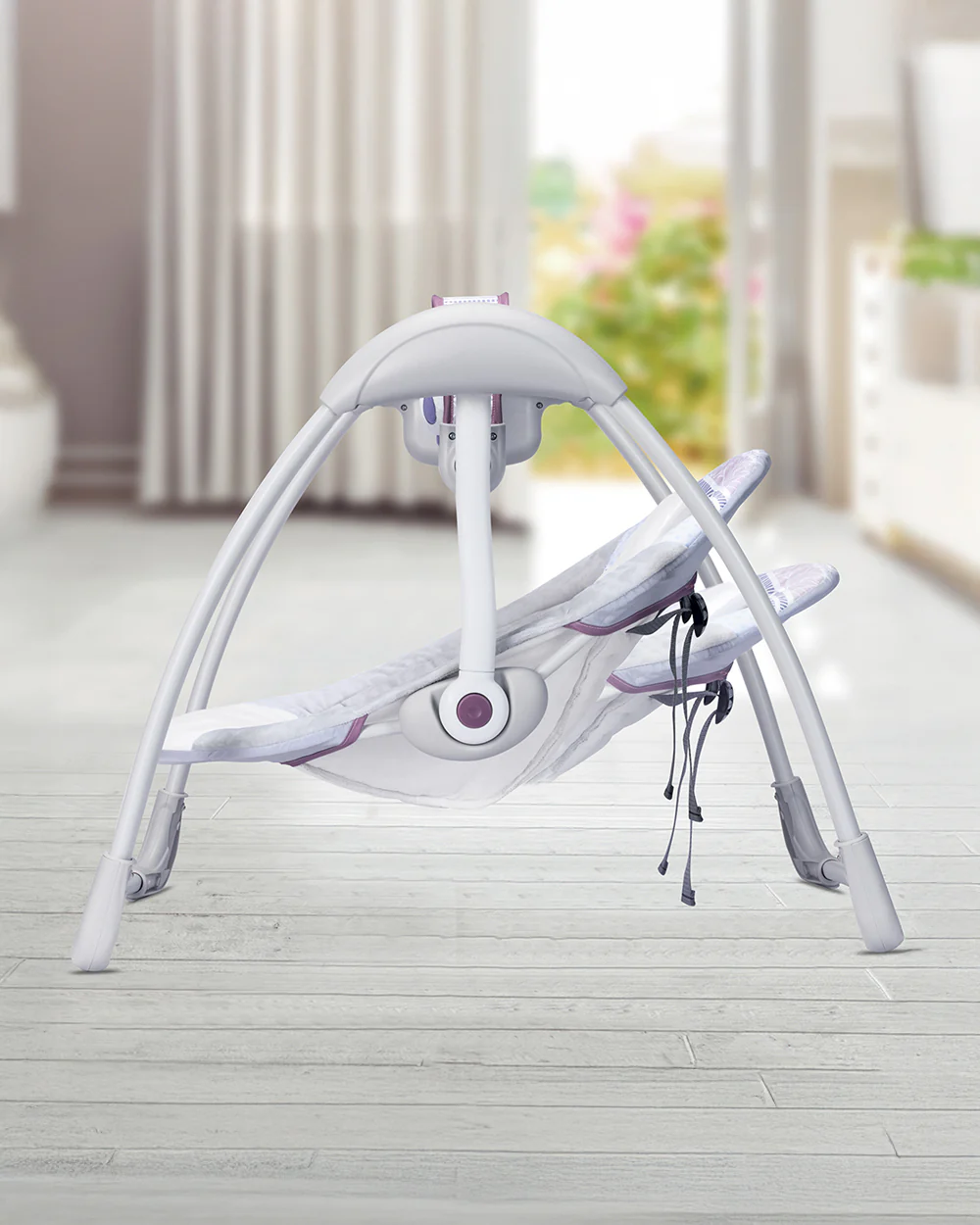 Mastela Deluxe Portable Swing-Compact Fold-2 Position Recline-With 5 Swing Speeds-Upto 9 Kg-For Infants-Grey - Image 7