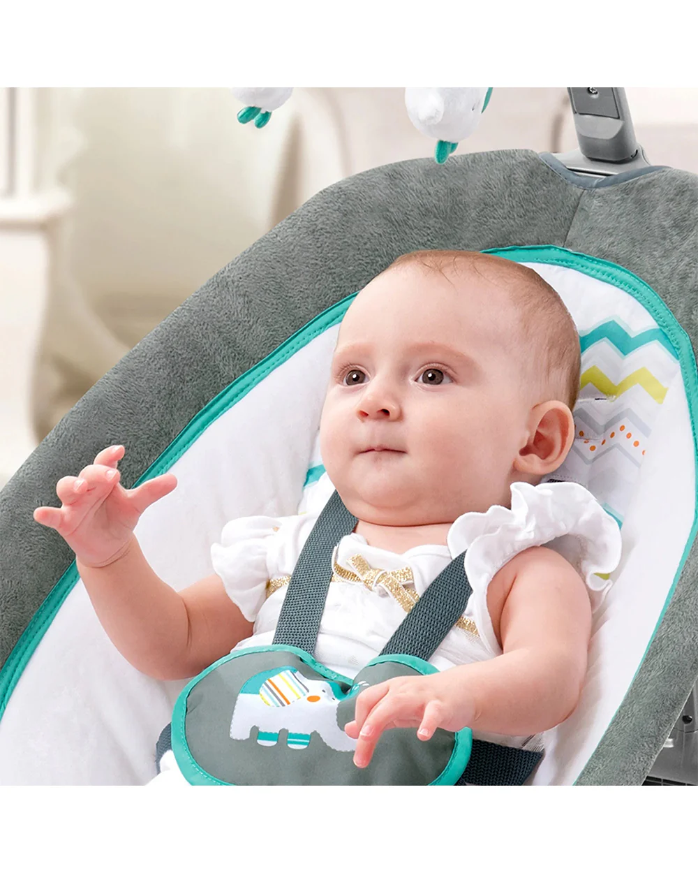 Mastela Fold Up Rocker-2 Position Recline-With Removable Plaything Bar-Upto 9 Kg-For Infants-Teal - Image 4
