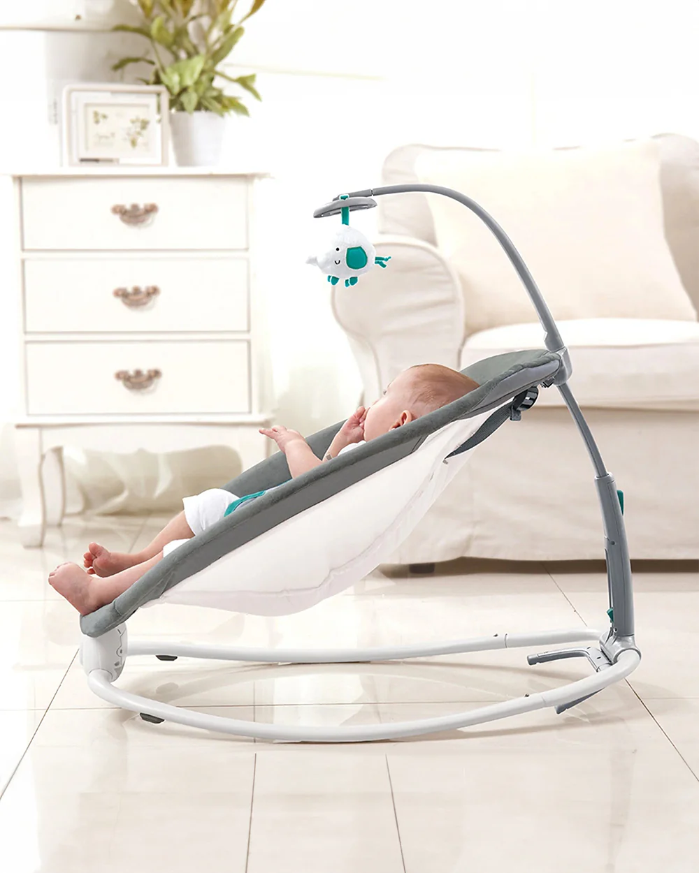 Mastela Fold Up Rocker-2 Position Recline-With Removable Plaything Bar-Upto 9 Kg-For Infants-Teal - Image 8