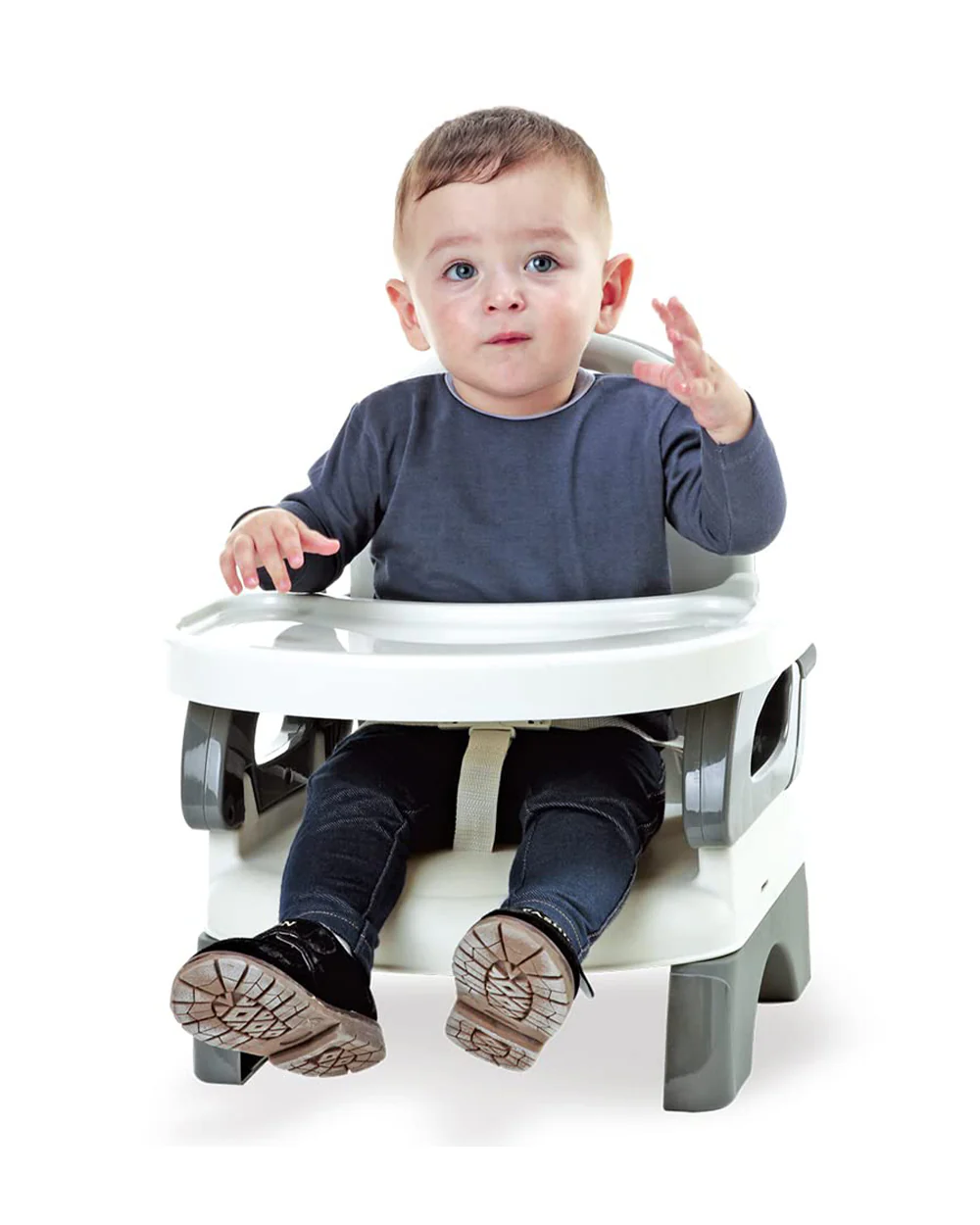 Mastela Folding Booster Seat-2 Height Adjustable Positions-Removable Tray-Upto 18 Kg-For Infants-Grey - Image 6