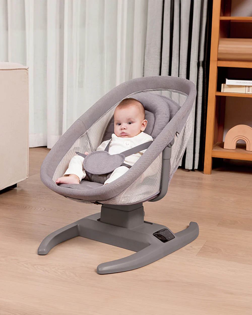 Mastela H-Multi-Motion Baby Cradle-With Touch Panel & Safety Belt-With Bed/Seat Mode & Mosquito Net-Shaker-Grey-0 to 36M - Image 10