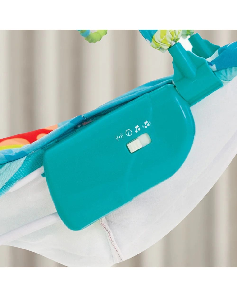 Mastela Music Vibrations Bouncer-With Removable Plaything Bar-3 Point Harness-For Infants-Turquoise - Image 8