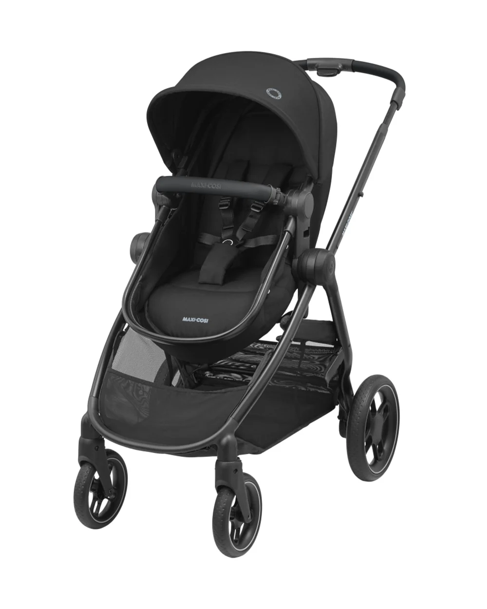 Maxi Cosi Zelia 3.0 Baby Stroller-2 in 1 Seat With Carry Cot Mode-Height Adjustable Parent Handle Bar-Reversible Seat-One Hand Fold-Travel System Compatible-6 Months Warranty-For 0 to 4Y (Upto 22 Kg)-Essential Black