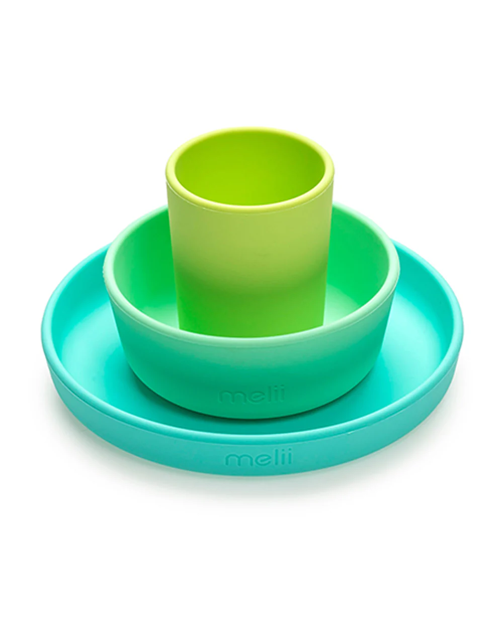 Melii 3 Piece Meal Set-Food Grade Silicone-Microwave & Dishwasher Safe-Lime, Mint & Blue-For Feeding Infants - Image 2