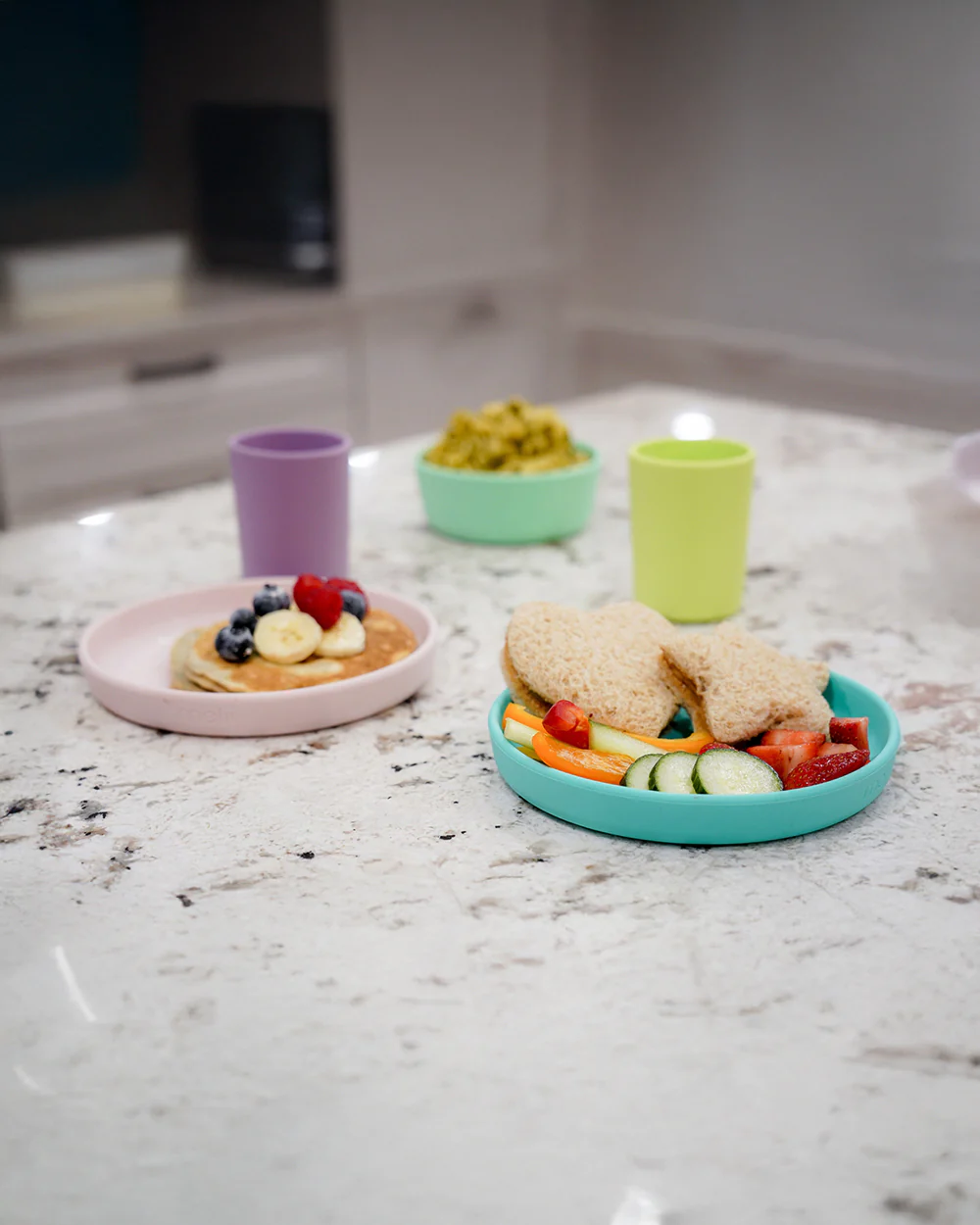 Melii 3 Piece Meal Set-Food Grade Silicone-Microwave & Dishwasher Safe-Lime, Mint & Blue-For Feeding Infants - Image 8