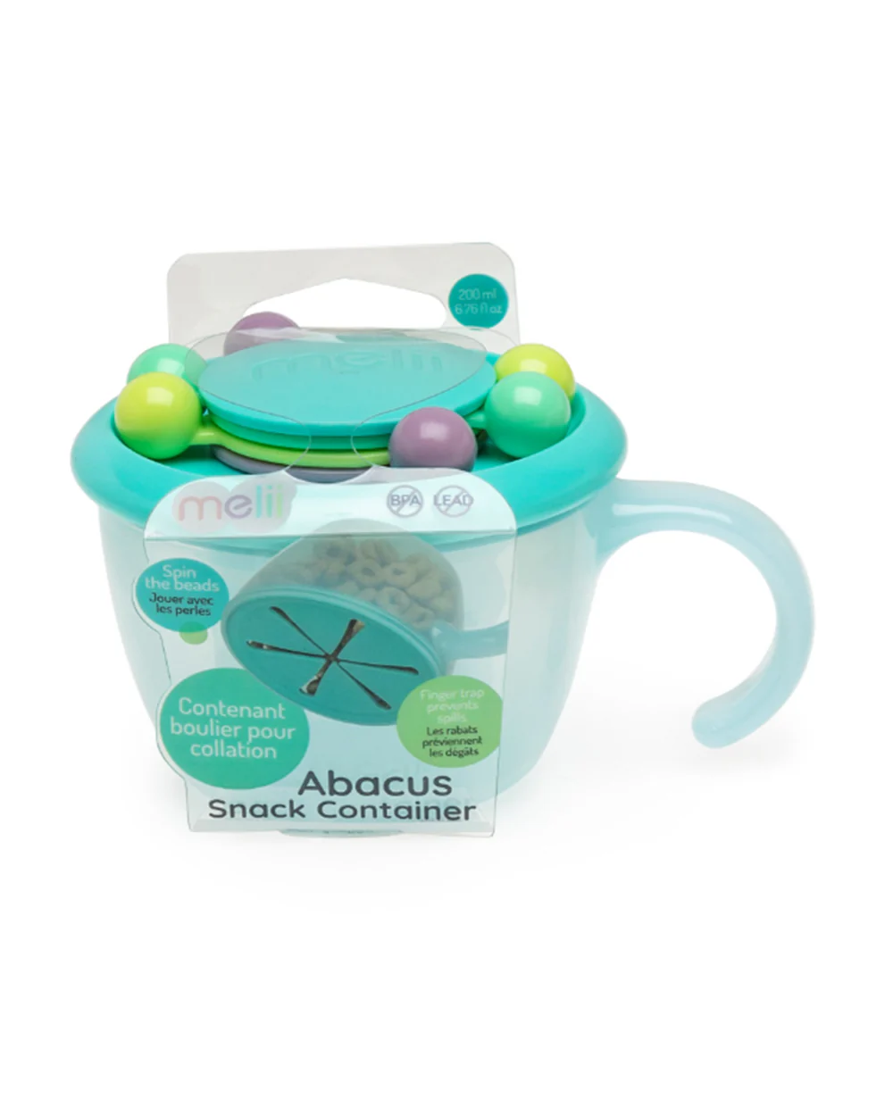 Melii Abacus Snack Container With Finger Trap-Doubles as a Toy-200 ml-Dishwasher Safe-Blue-For Feeding Infants - Image 9