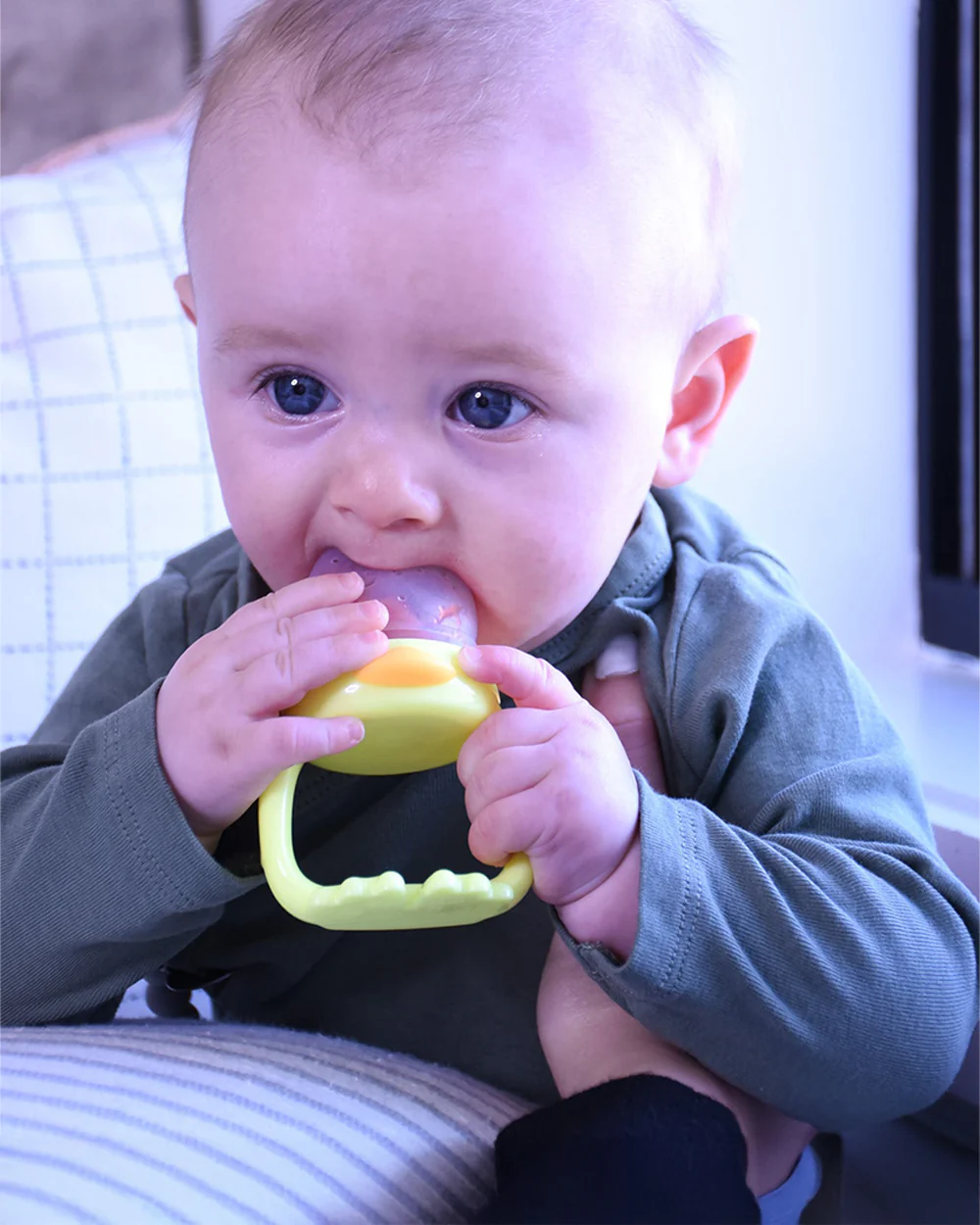 Melii Silicone Fresh Food Feeder & Teether-Duck-Long Handles-Microwave Safe-For Infants - Image 4