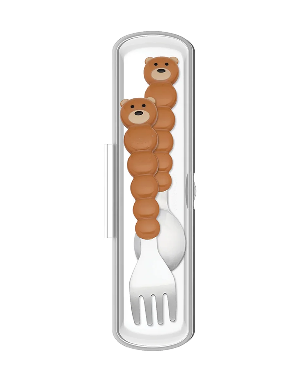 Melii Spoon & Fork Set With Storage Case-Stainless Steel-Dishwasher Safe-Bear-For Infants - Image 2