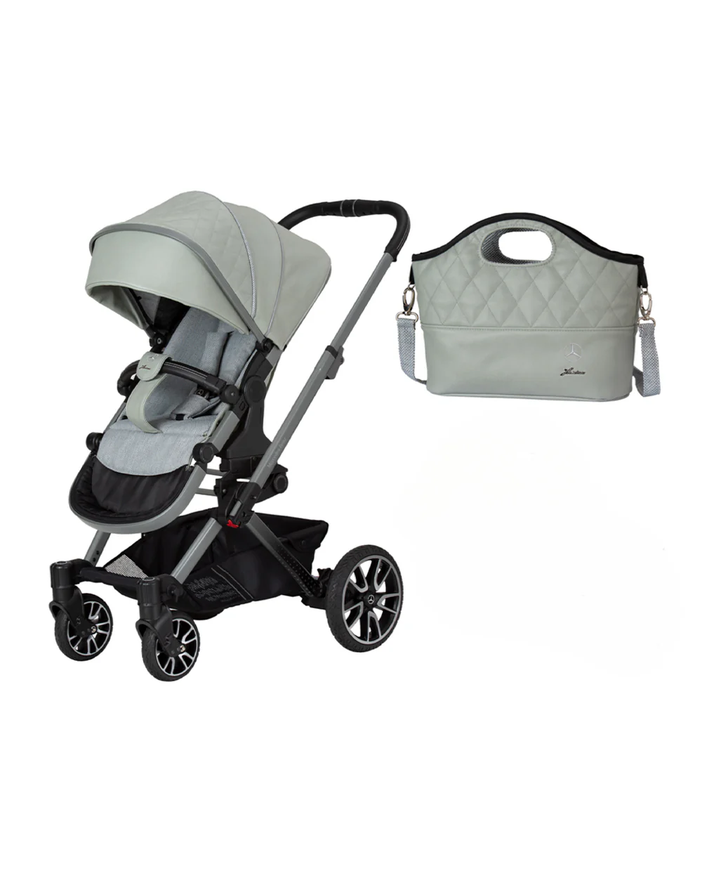 Mercedes-Benz Avantgarde GTX Baby Stroller-Height Adjustable Parent Handle Bar-Flat Reclining Seat & Reversible Seat-Includes Bag2Go Organiser & Rain Cover-2 Years Warranty-For 0 to 5Y-Sage Grey - Image 11