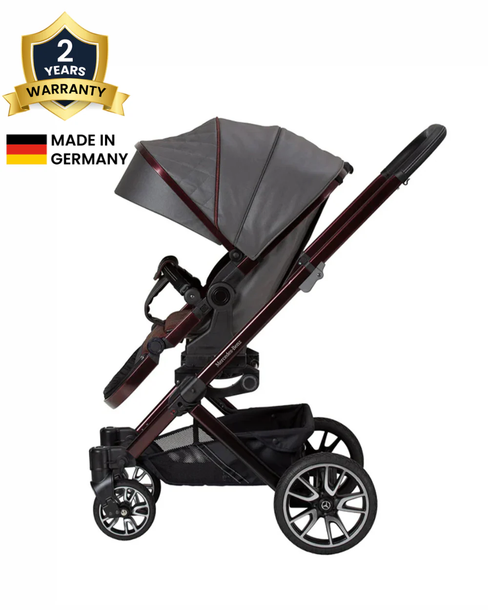 Mercedes-Benz Avantgarde GTX Baby Stroller-Height Adjustable Parent Handle Bar-Flat Reclining Seat & Reversible Seat-Includes Bag2Go Organiser & Rain Cover-2 Years Warranty-For 0 to 5Y-Tourmaline - Image 2
