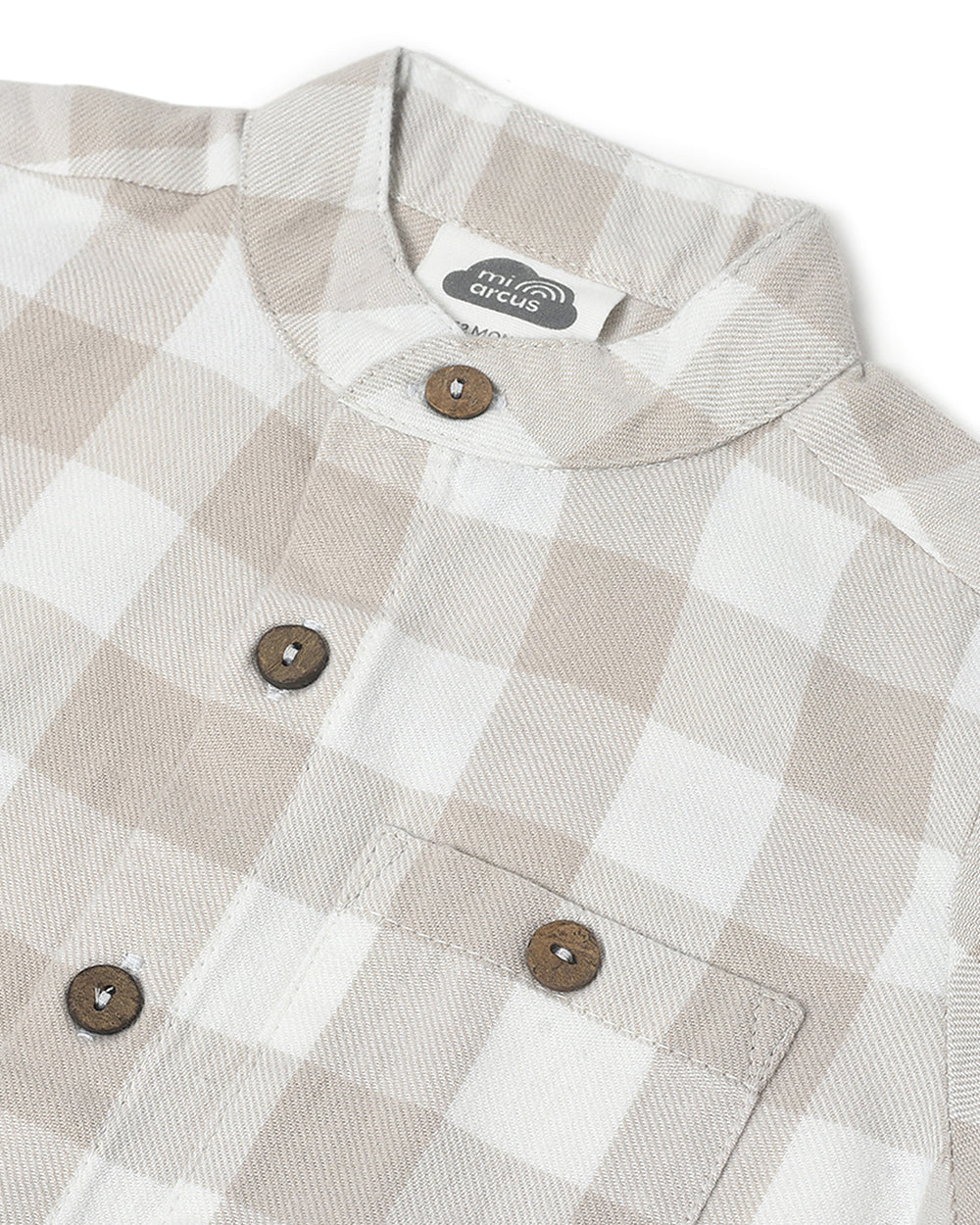 Mi Arcus Beige Shirt-Checkered-Cotton-For Infants - Image 5