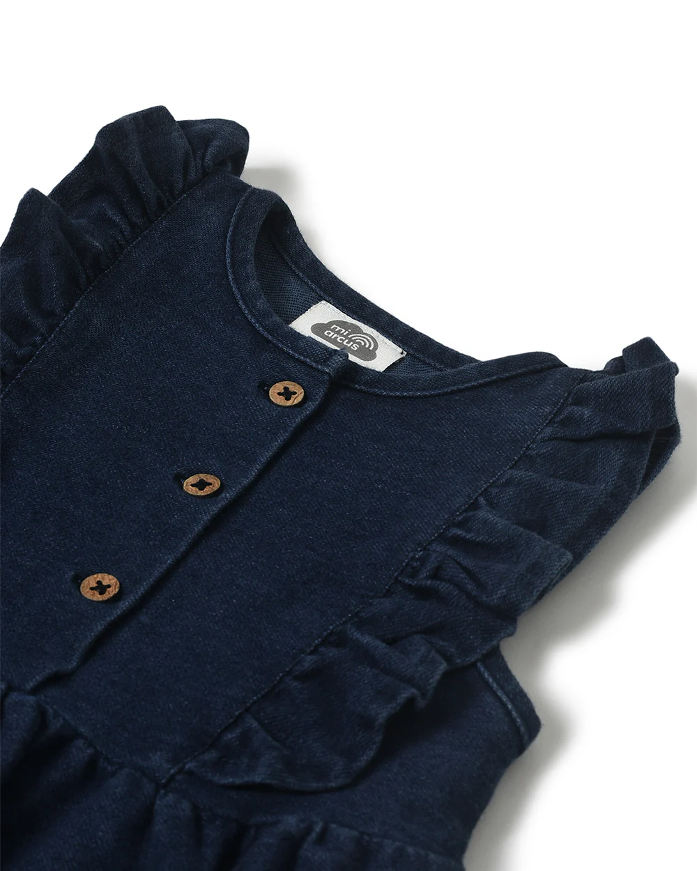 Mi Arcus Blue Frock Dress-Solid-Cotton-For Infants - Image 4