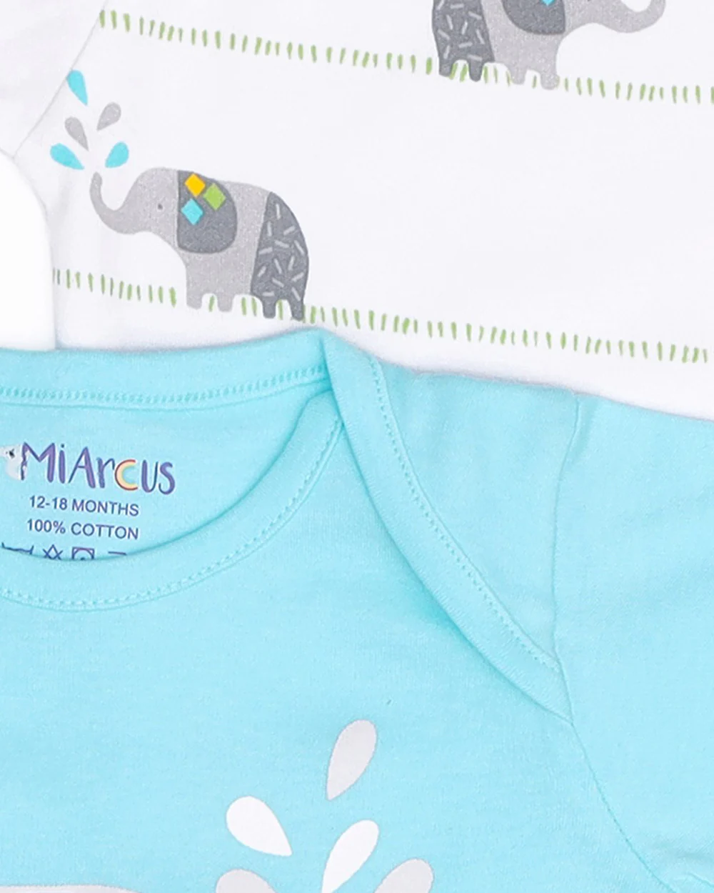 Mi Arcus Blue Merry Onesie-Printed-Cotton-Pack of 2-For Infants - Image 6