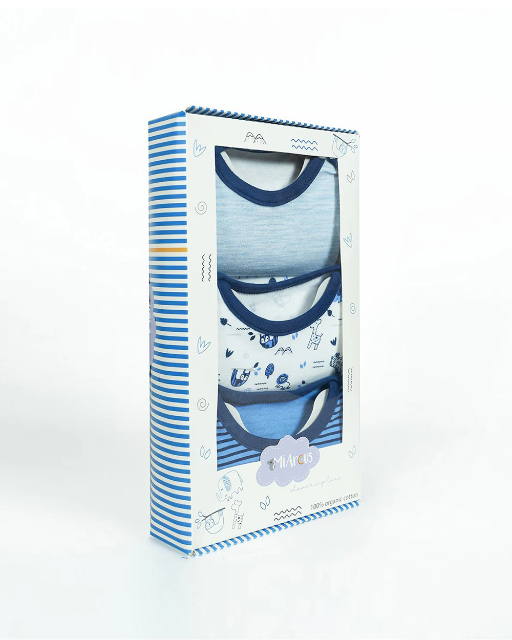Mi Arcus Blue Onesie-Printed-Cotton-Pack of 3-For Infants - Image 9