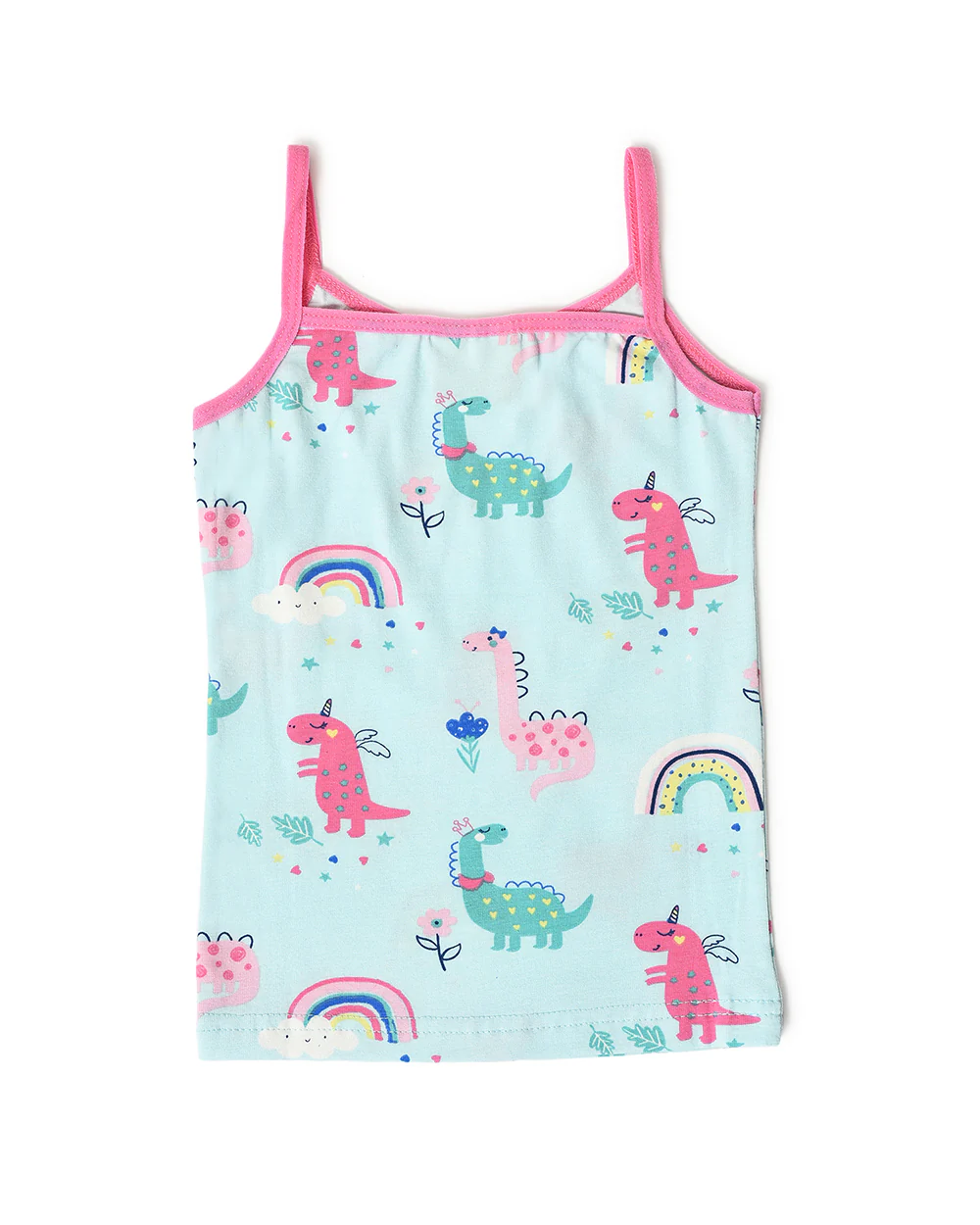 Mi Arcus Blue & Pink Tank Top and Shorts-Printed-Cotton-For Infants - Image 2