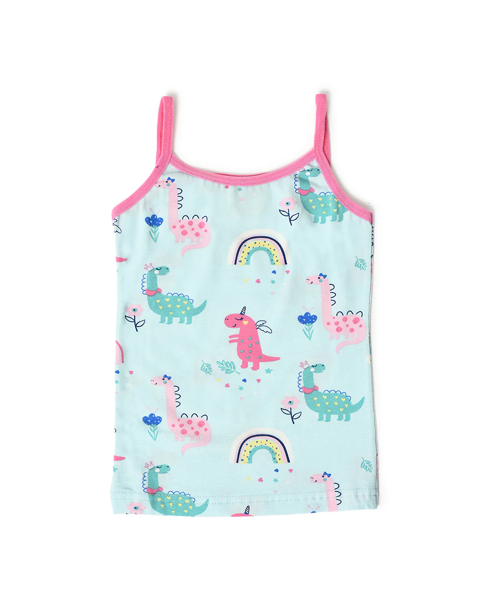 Mi Arcus Blue & Pink Tank Top and Shorts-Printed-Cotton-For Infants - Image 3