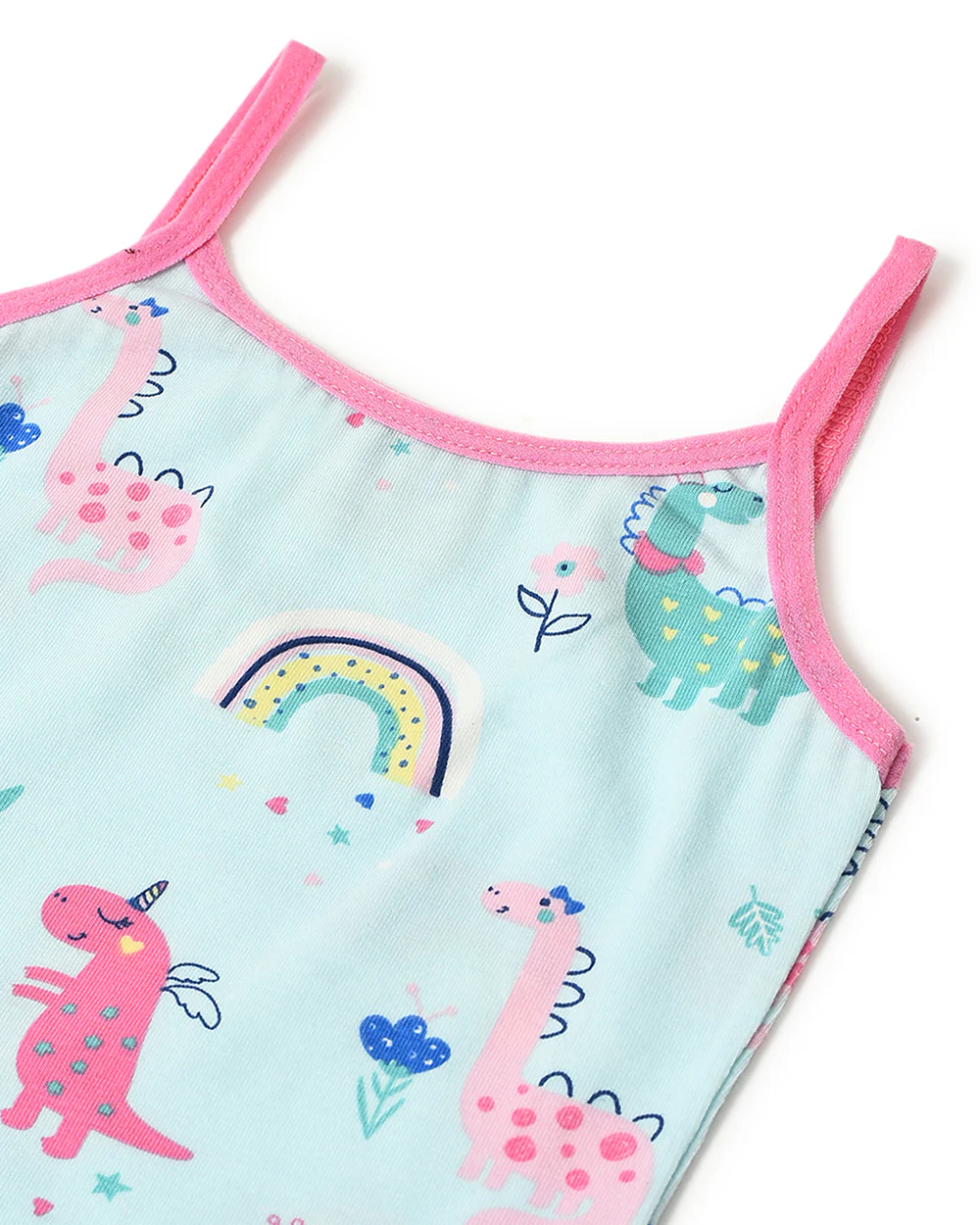 Mi Arcus Blue & Pink Tank Top and Shorts-Printed-Cotton-For Infants - Image 5