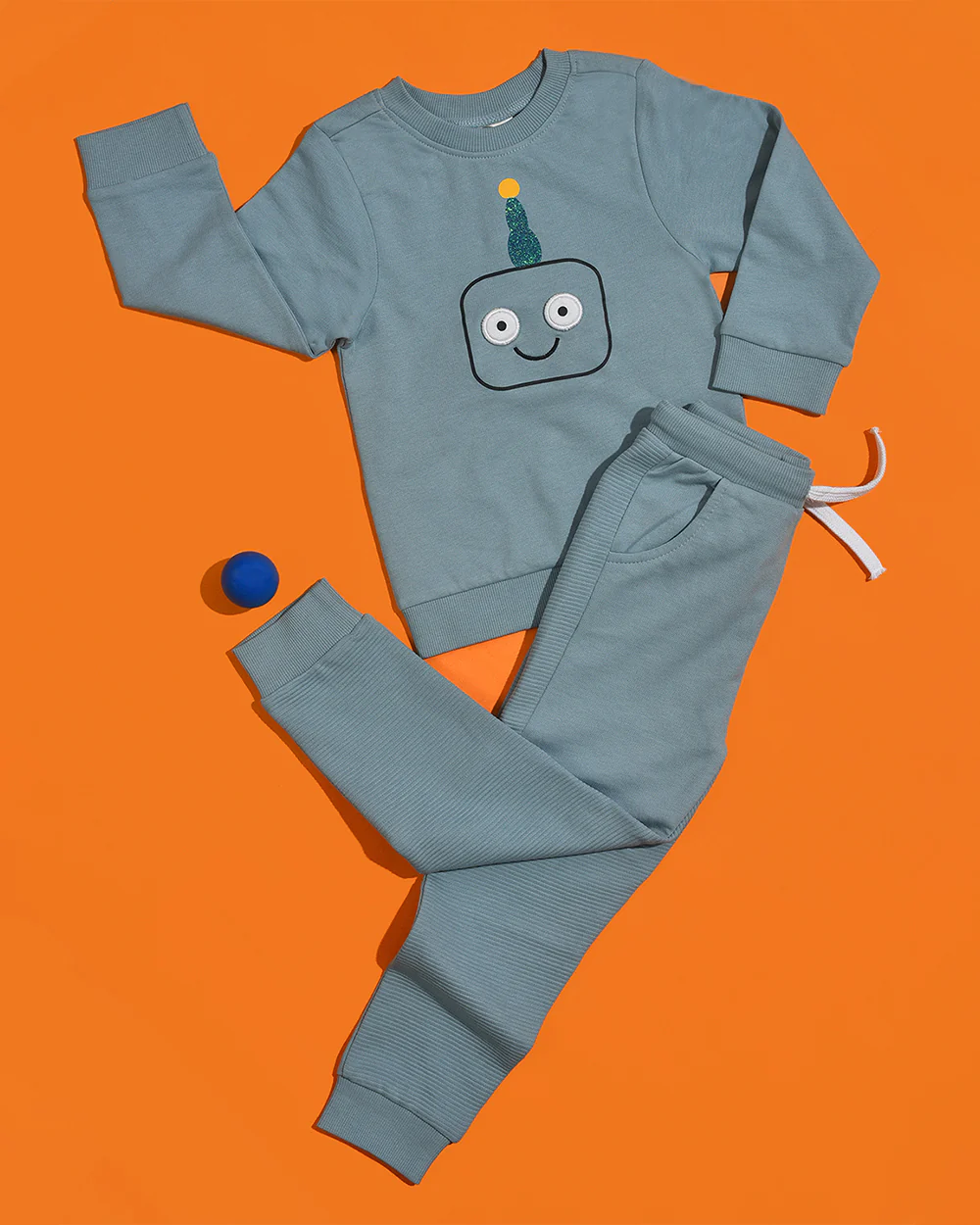 Mi Arcus Blue Sweatshirt & Jogger Set-Printed-Cotton-For Infants - Image 9