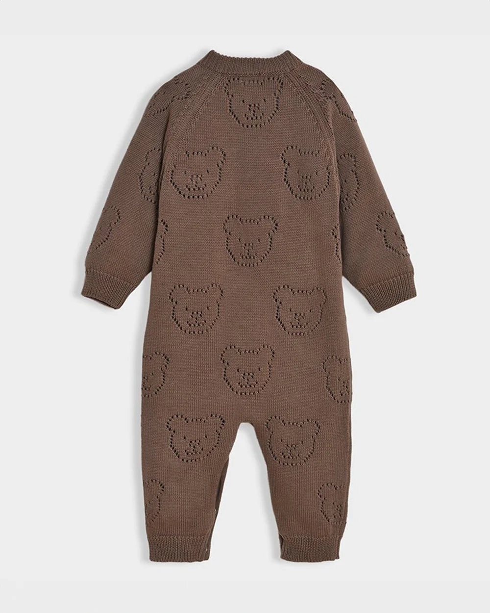 Mi Arcus Brown Knitted Jumpsuit-Cotton-Solid-For Infants - Image 2