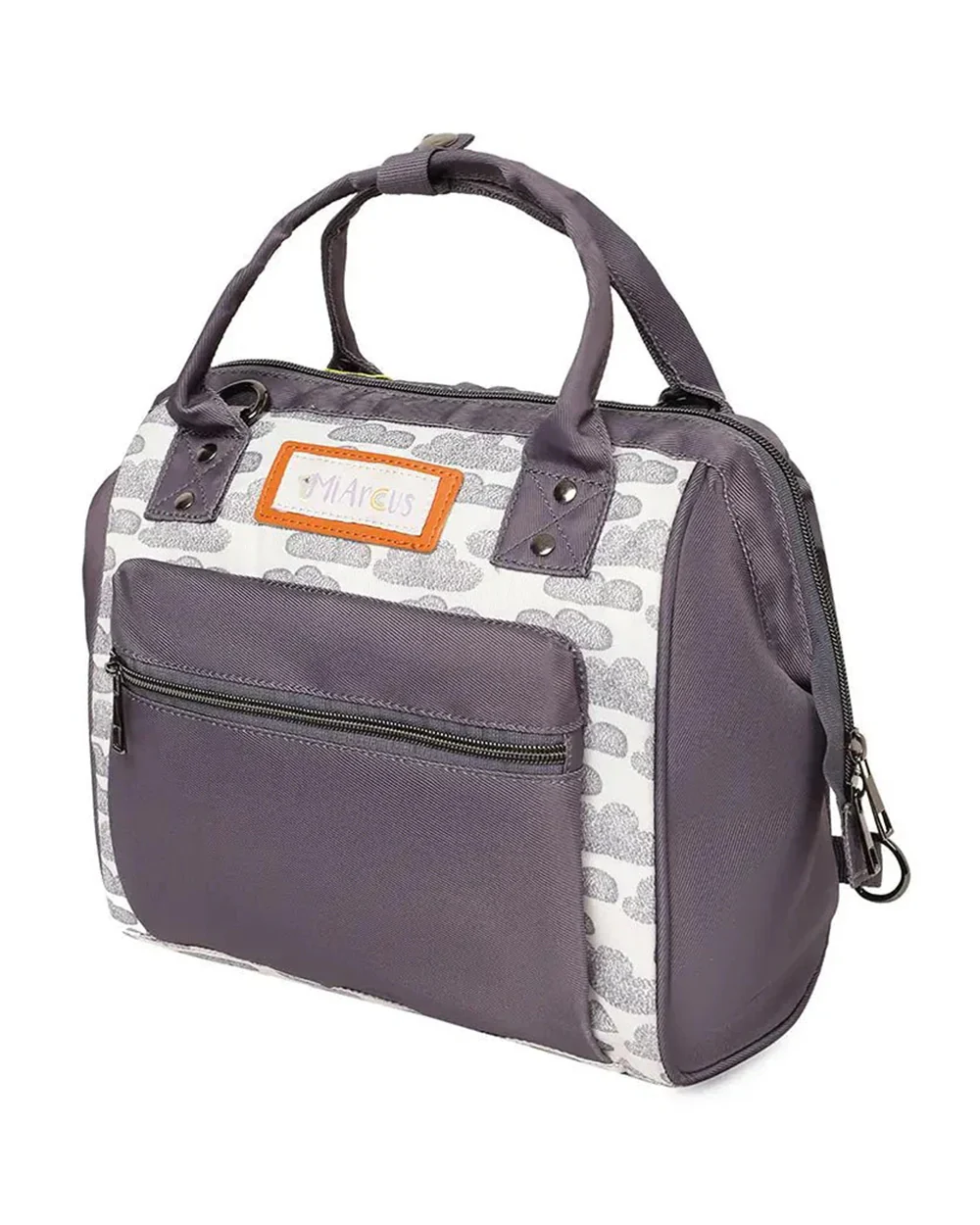 Mi Arcus Cloud Print Tote Diaper Bag-Backpack-With Removable Shoulder Straps-Grey - Image 4