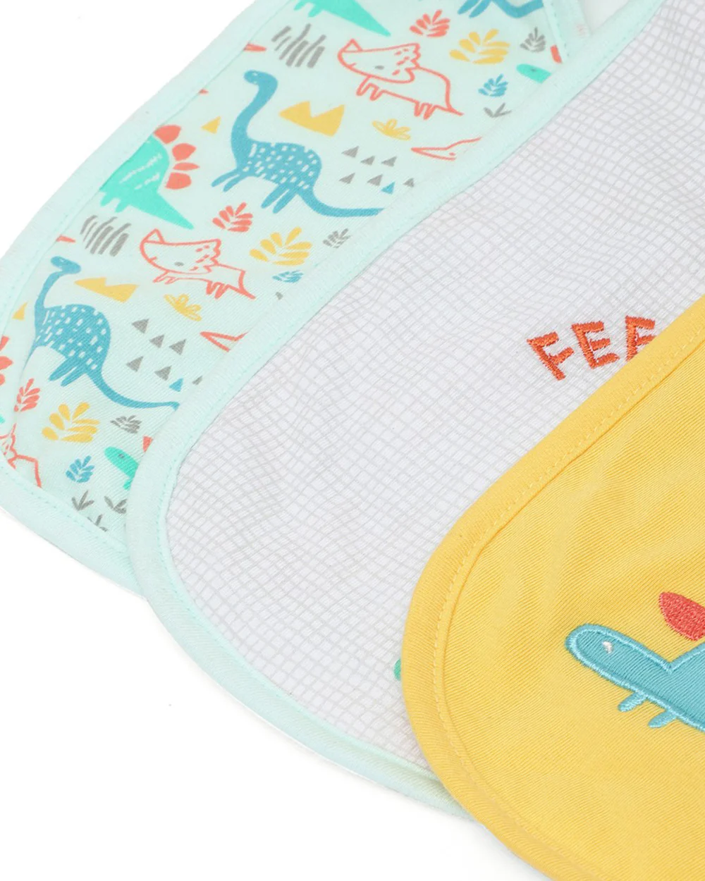 Mi Arcus Dino Print Baby Drool Bibs-Cotton-0 to 3M-Pack of 3-For Infants - Image 7