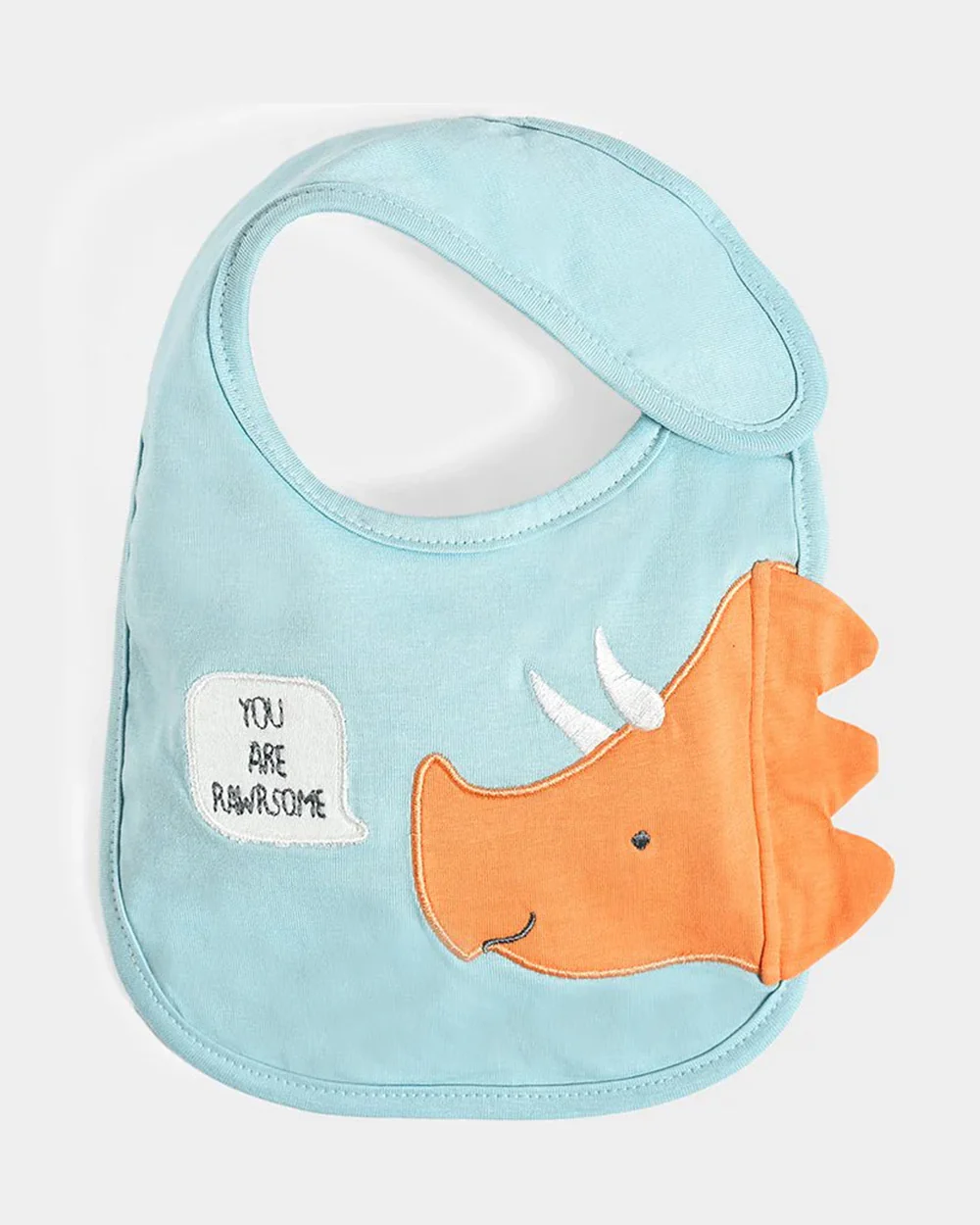 Mi Arcus Dinomite Soft Cotton Bibs-With Patchwork & Embroidered Design-Velcro Closure-Pack of 2-For Infants - Image 3