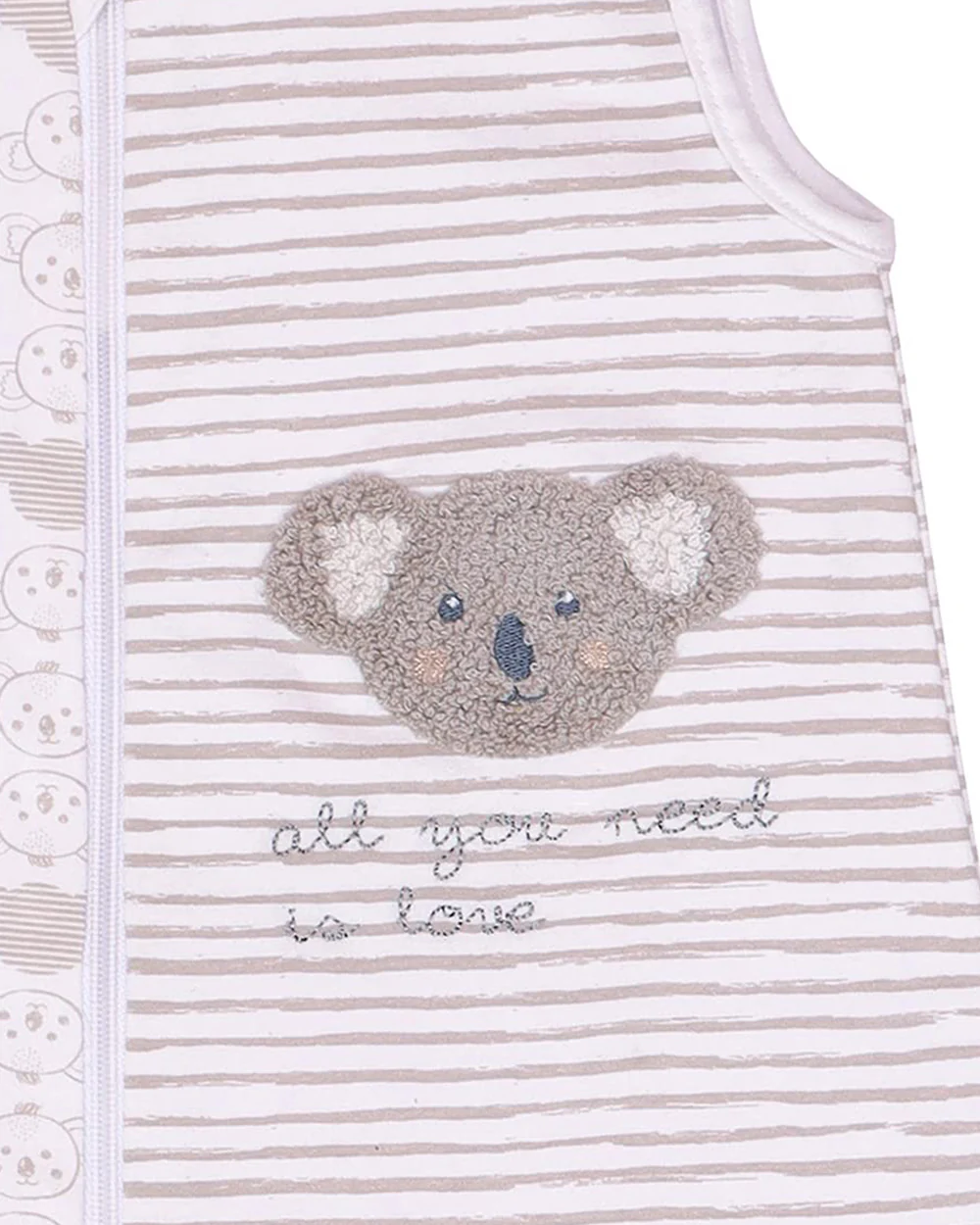 Mi Arcus Koala Knitted Baby Sleeping Bag-Sleeveless-Cotton-Light Grey-Newborn Bed - Image 5
