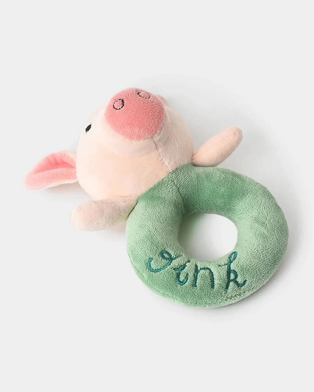 Mi Arcus Farm Friends Pink & Green Oink Ring Rattle Toy-Improves Sensory Growth-For Infants - Image 3