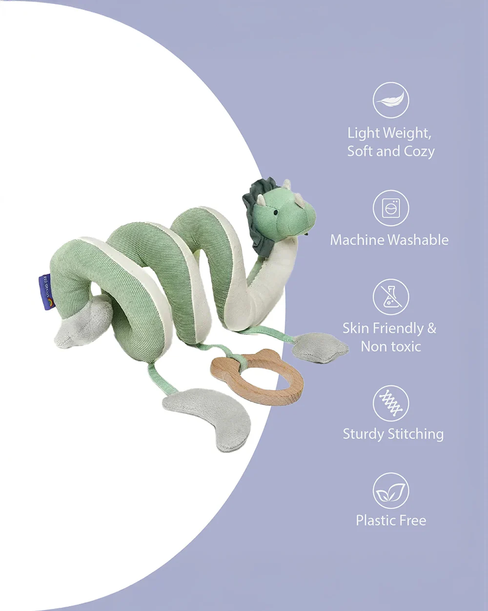 Mi Arcus Farm Friends Spiral Activity Soft Toy-Attached Rattle-Wraps Around Cot Bars & Strollers-Plush Cuddly Toy Newborn - Image 2