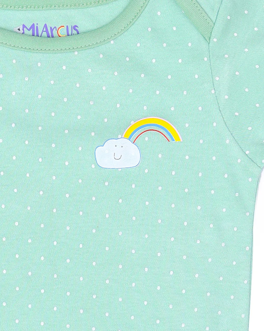 Mi Arcus Green & Off White Onesie-Printed-Cotton-Pack of 2-For Infants - Image 5