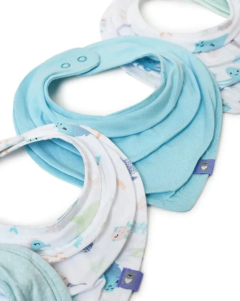 Mi Arcus Kids Drool Knitted Bibs-Blue-Cotton-0 to 3M-Pack of 5-For Infants - Image 12